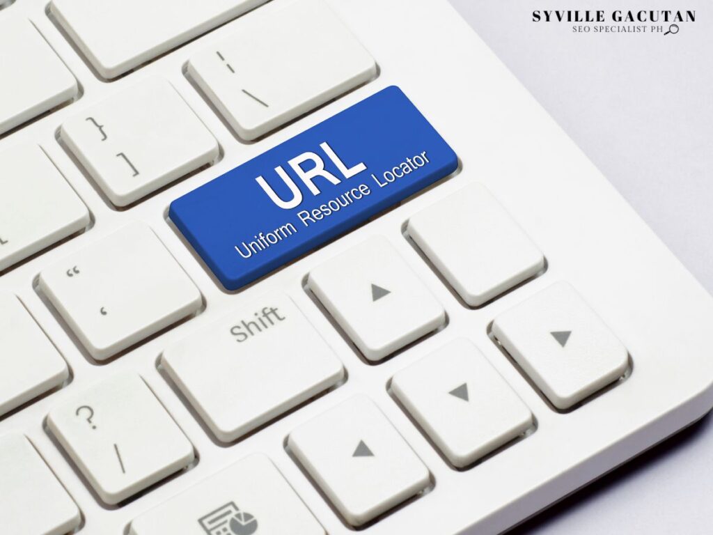 "URL" button on a keyboard in blue.