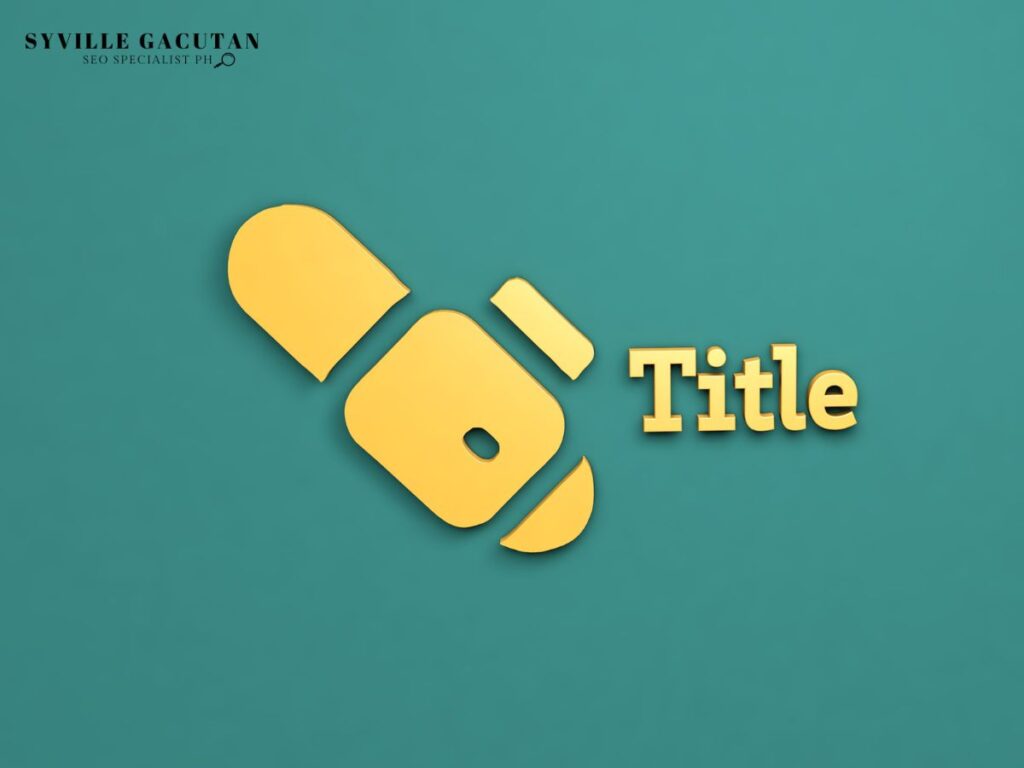 Yellow icon resembling a title on a green background with the word "Title."