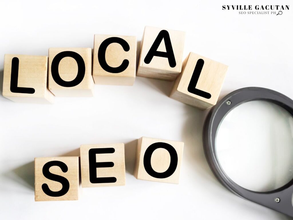 "LOCAL SEO" spelled in wooden blocks.