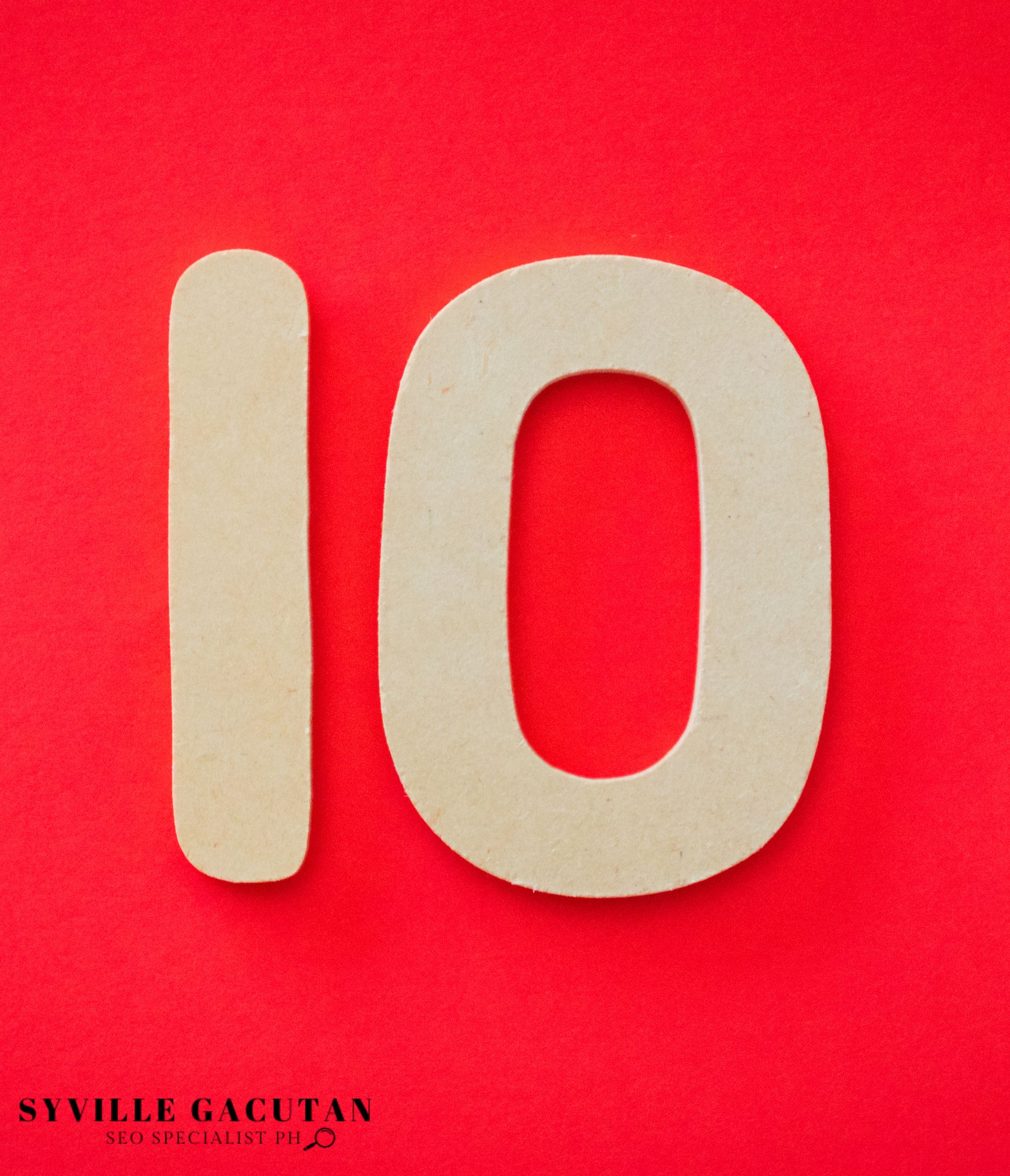 Number 10 in a red background.