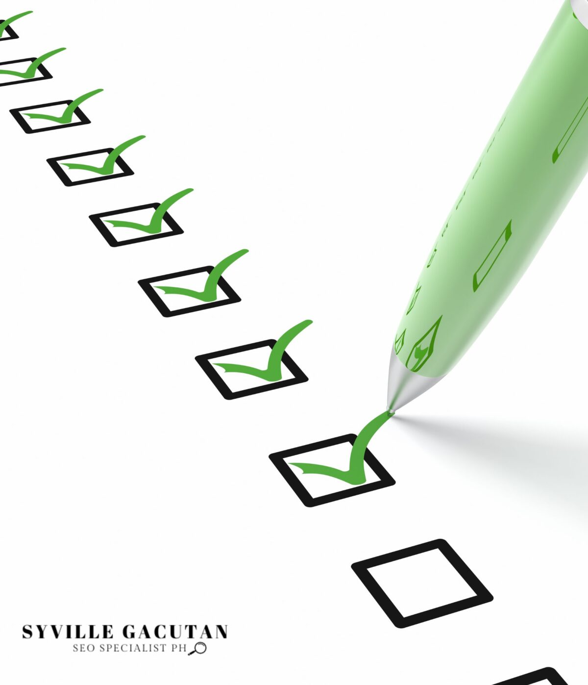 Green pen marking checkboxes.