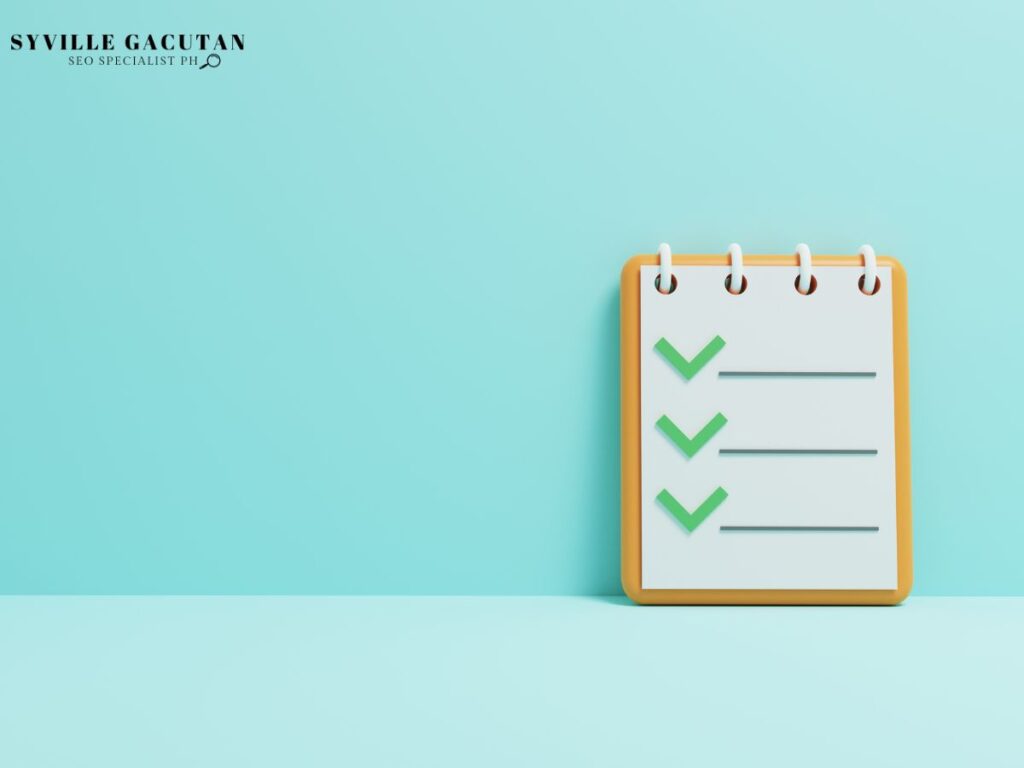 Checklist pad with checkmarks on a blue background.