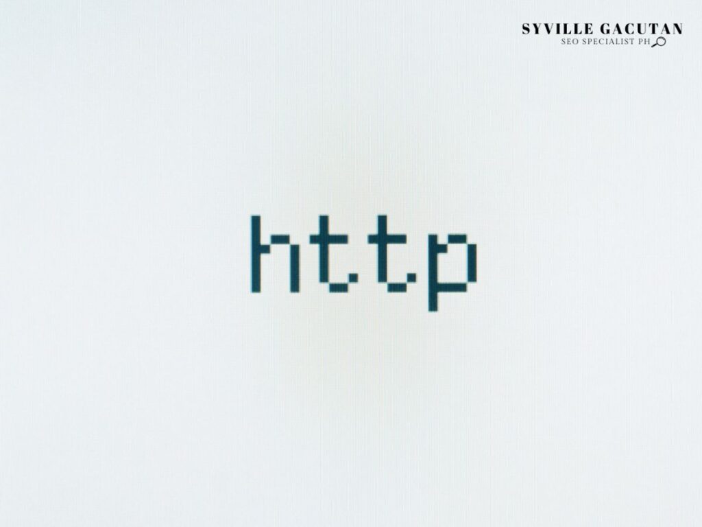 "HTTP" in pixelated text on a plain background.