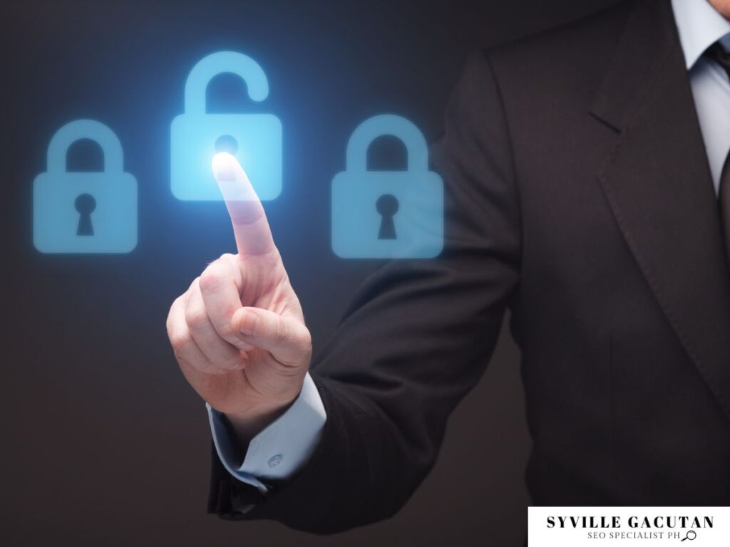 Man touching a virtual lock icon