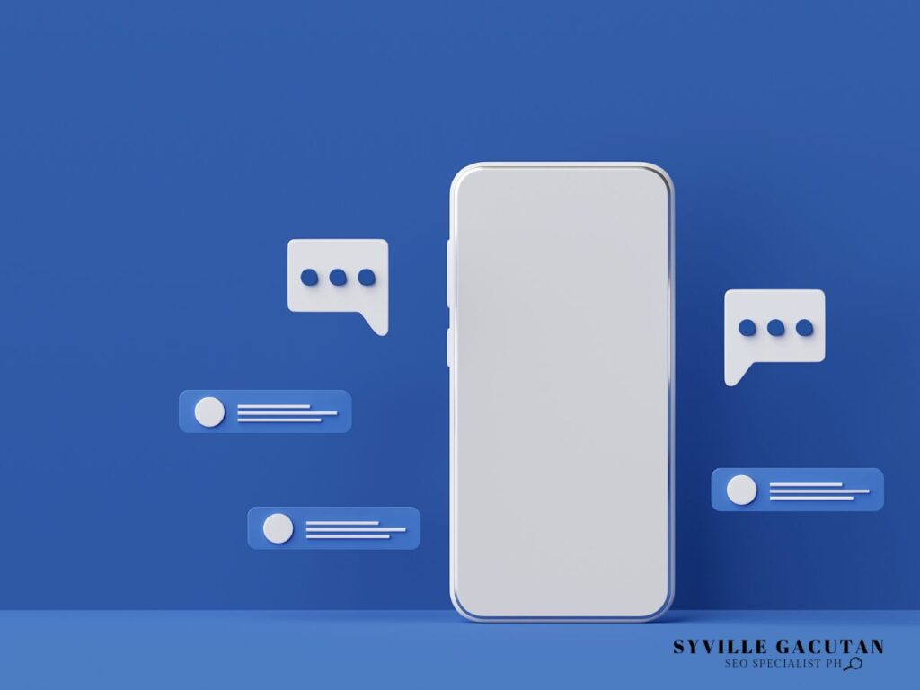 Phone and chat icons on blue background.