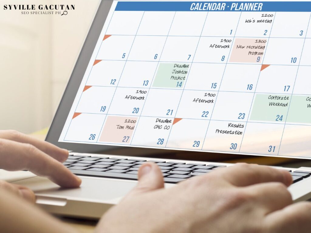 Close-up of a digital calendar on a laptop