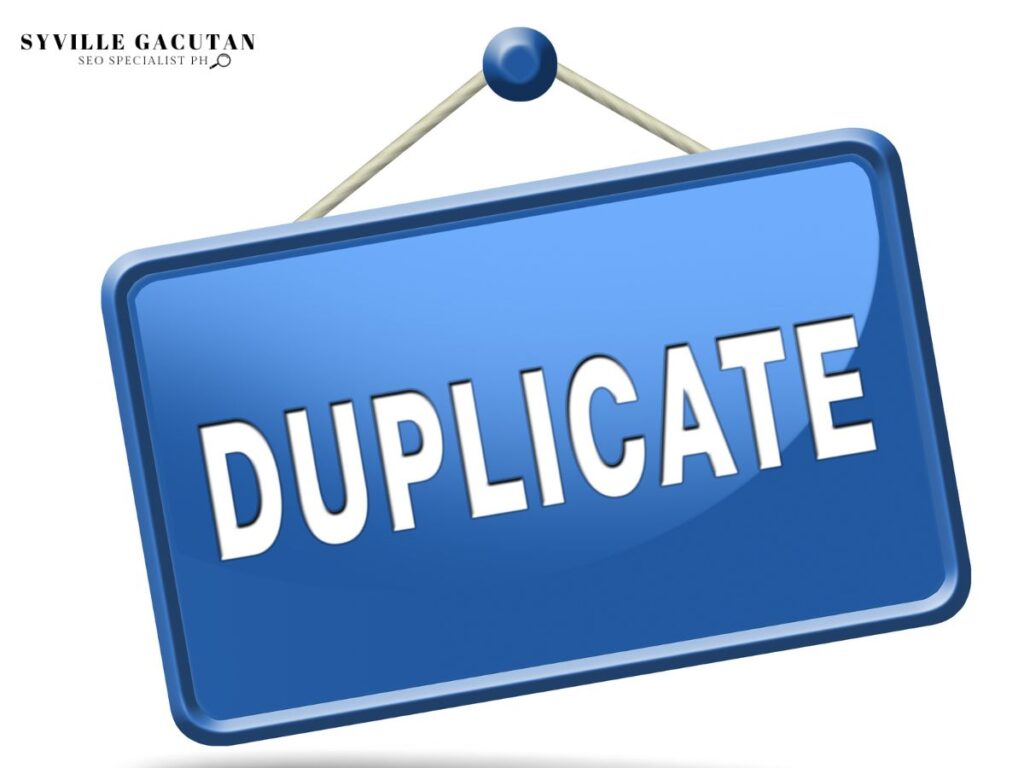 A blue signage with the word "DUPLICATE" wirtten on it.