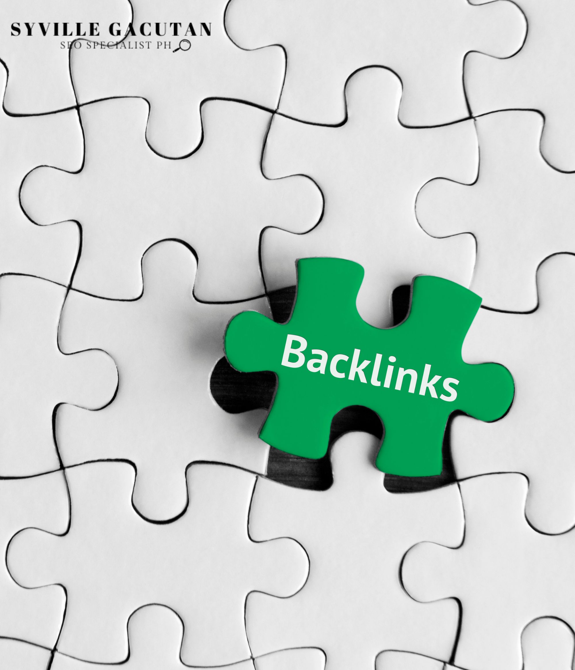 A green puzzle piece labeled "Backlinks" completing a white puzzle.