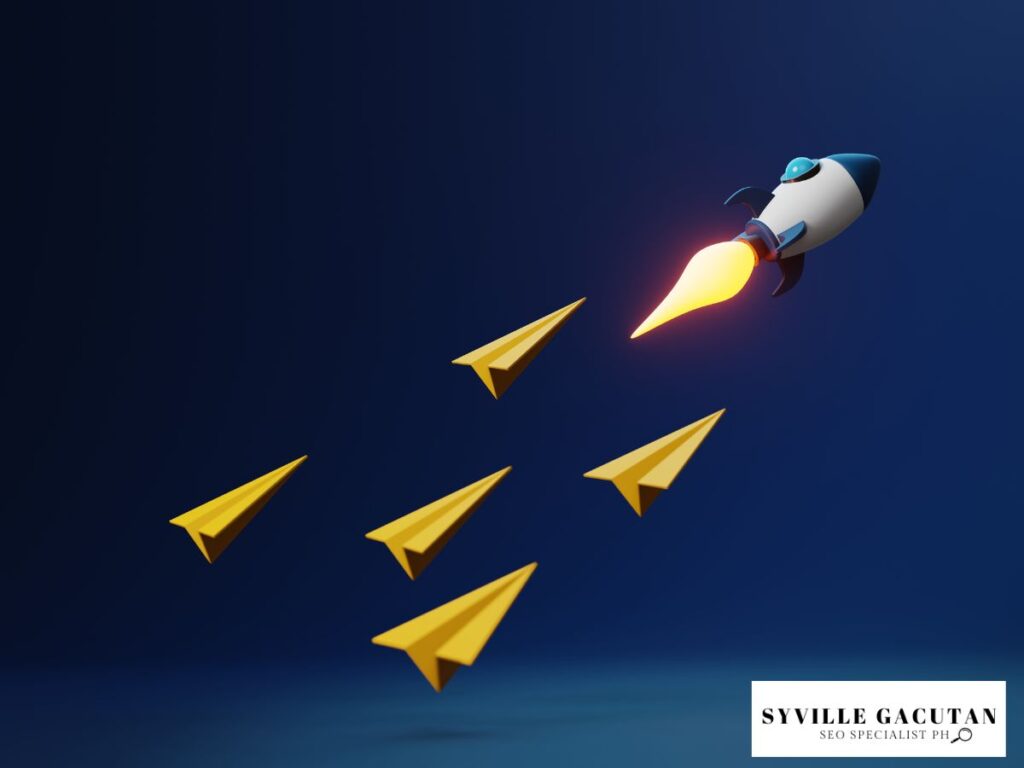 A 3d rocket leading from the 3d paper planes.