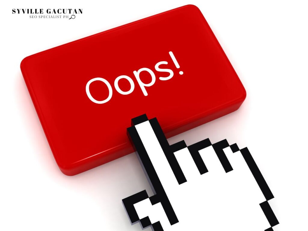 Red button labeled "Oops!" clicked by a pointer.