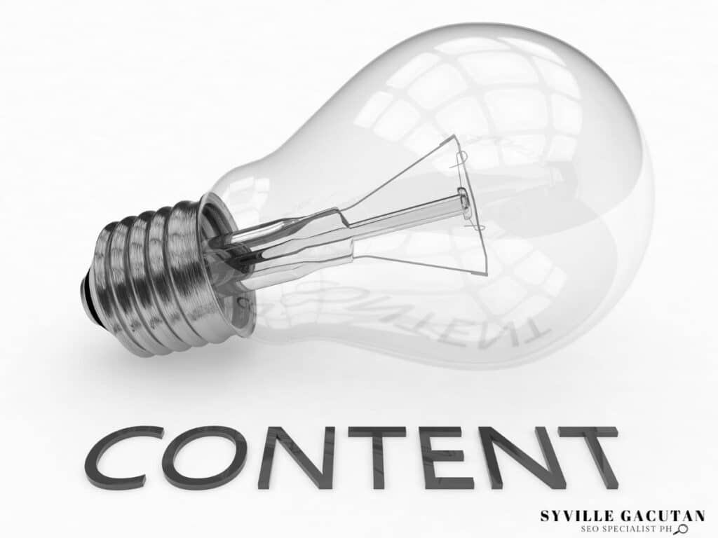 Light bulb with the word "Content" displayed underneath it.