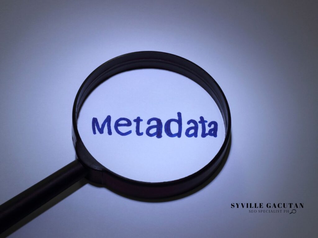 A magnifying glass focusing on the word "Metadata."