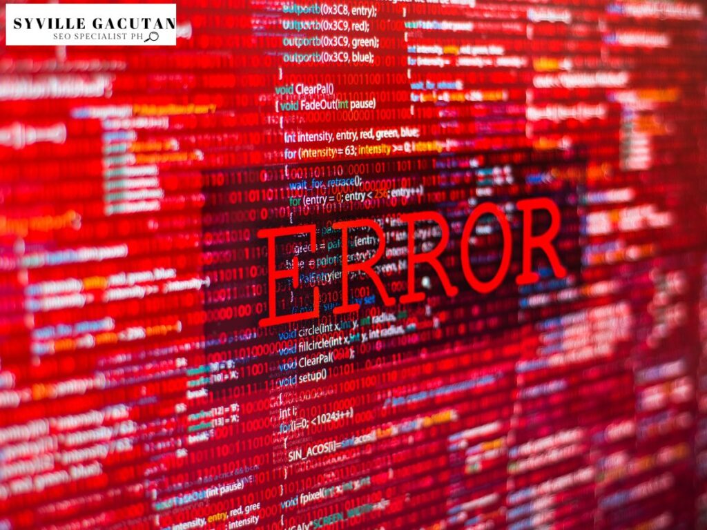 A red error message over a background of code.