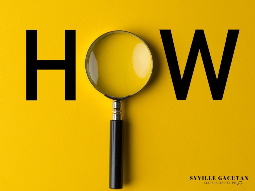 The word "HOW" with a magnifying glass over the letter "O" on a yellow background.