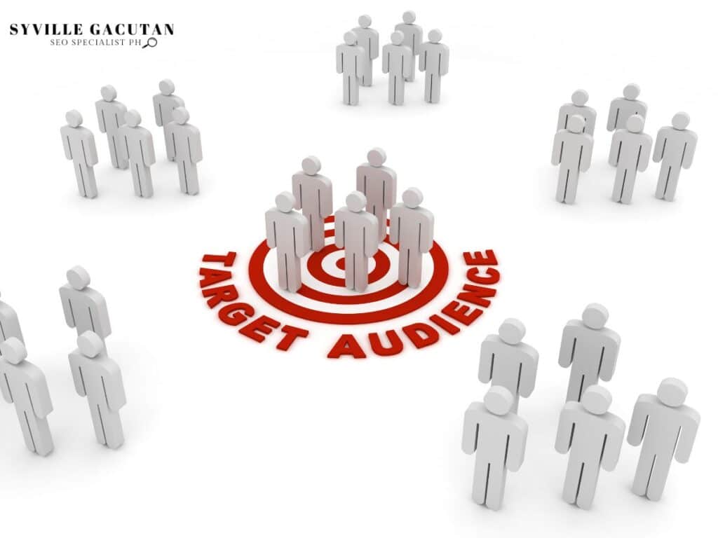 Groups of figures around a target labeled "TARGET AUDIENCE."