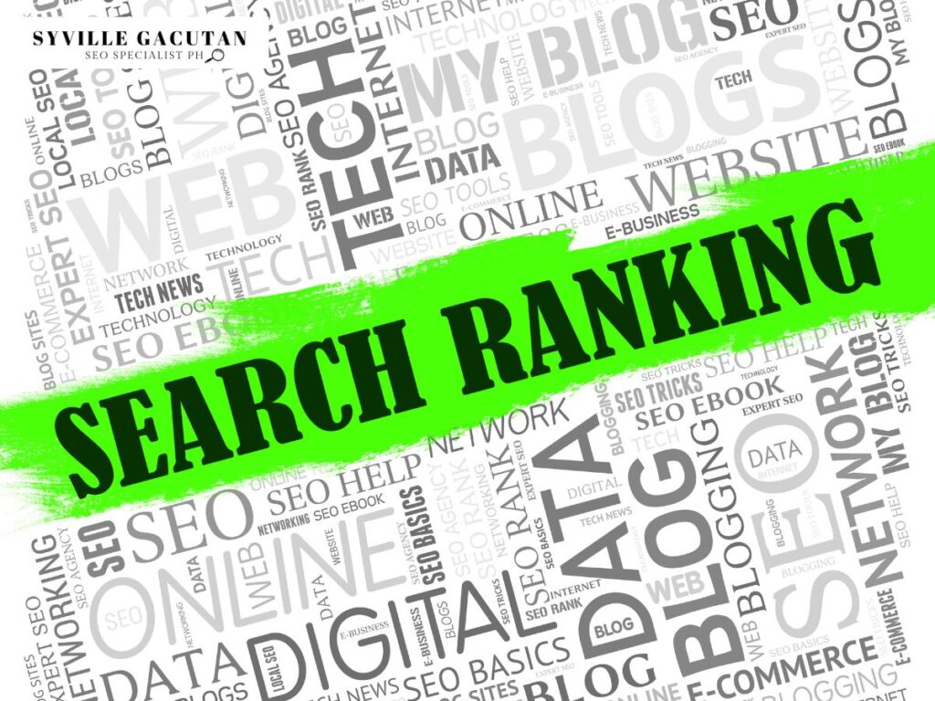 "Search Ranking" highlighted in green over SEO-related words.