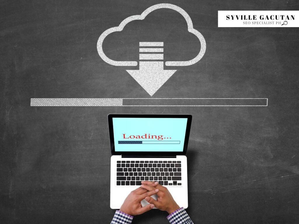 Illustration of a cloud downloading to a laptop, with "Loading…" on the screen.