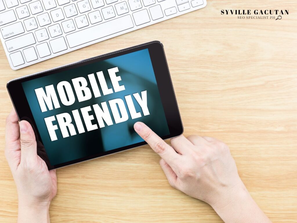 Tablet showing "Mobile Friendly" text.