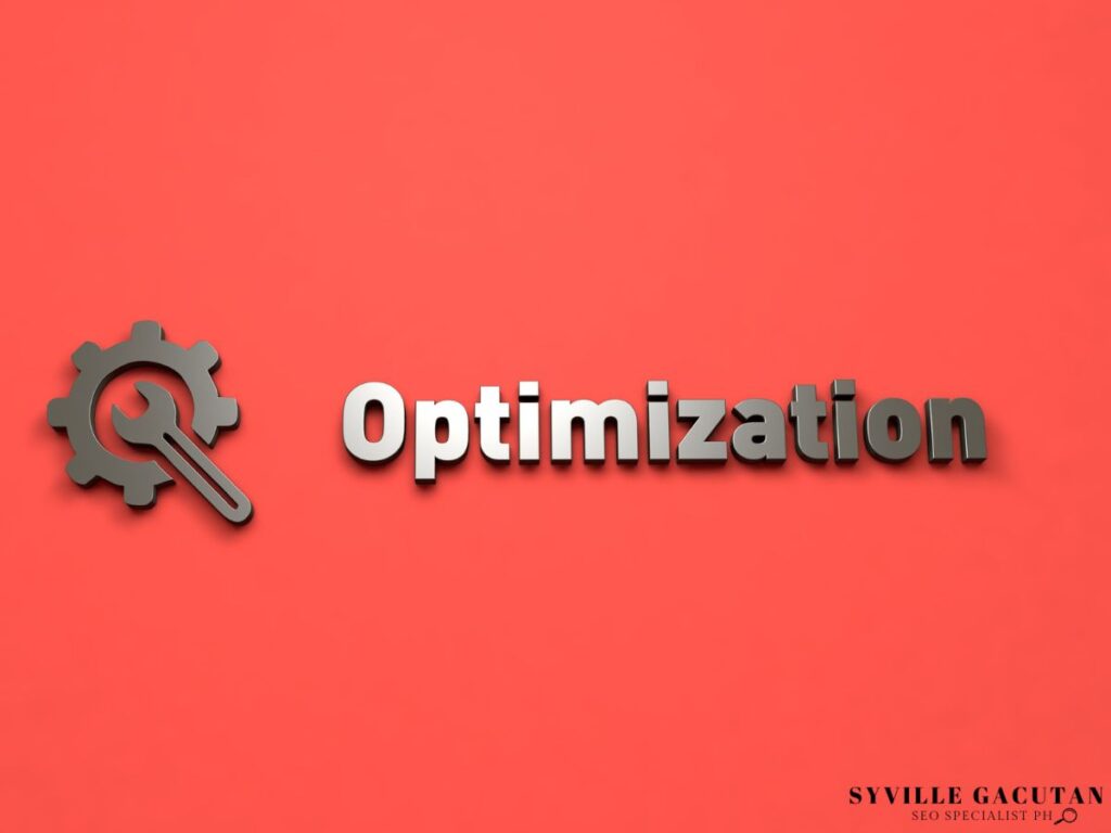 The word "Optimization" in a red background and a tool and gear icon.