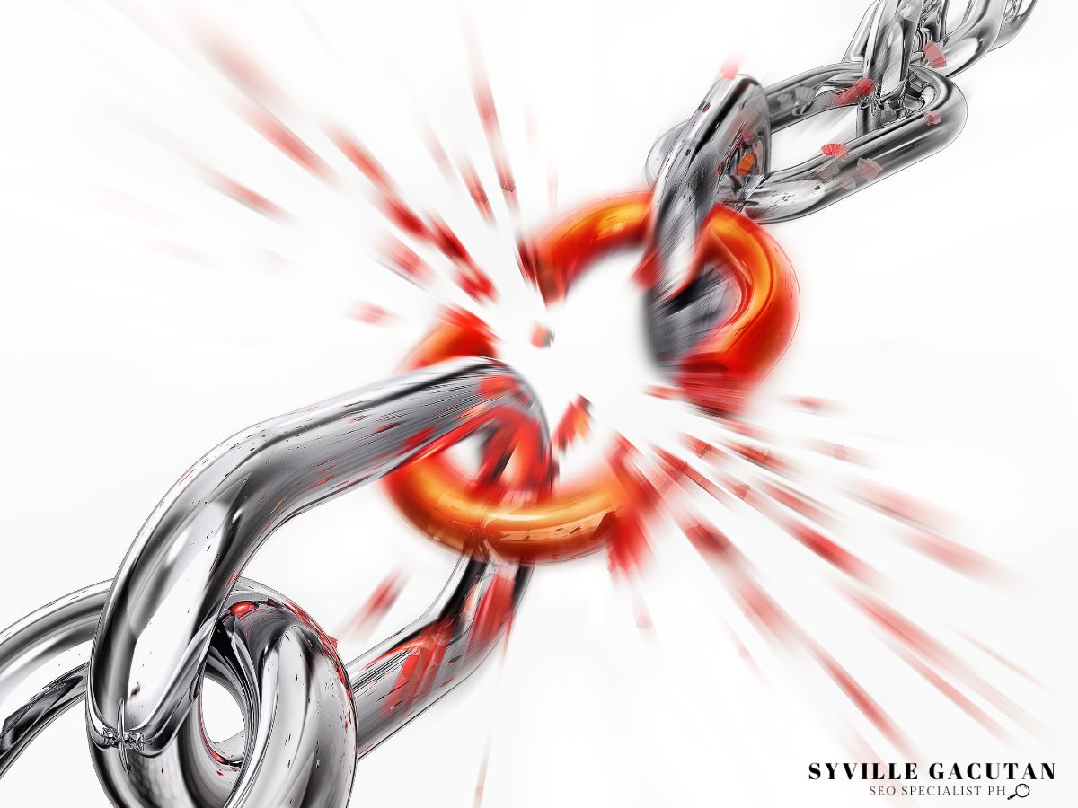 Chain breaking with an orange burst.