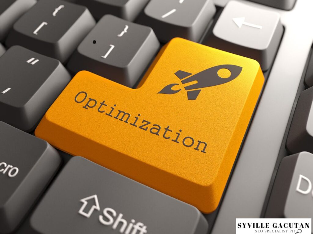 A golden keyboard key with a rocket and the word "Optimization"