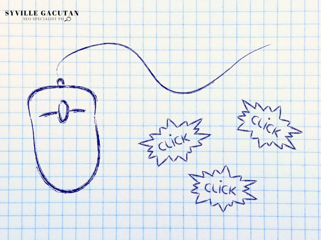  A hand-drawn computer mouse and clicks on graph paper.