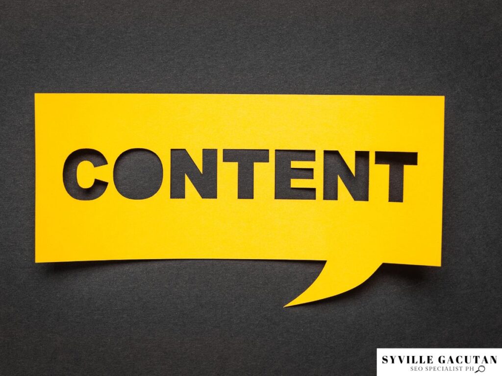 A yellow thought bubble with the word "CONTENT"