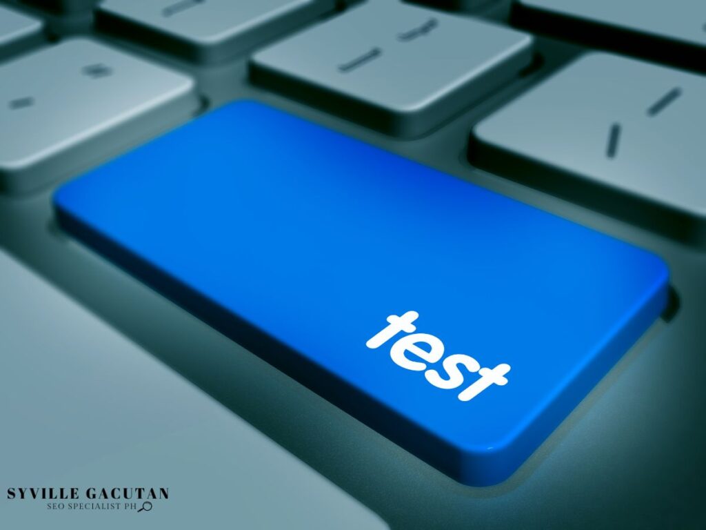A blue keyboard key labeled as "test"