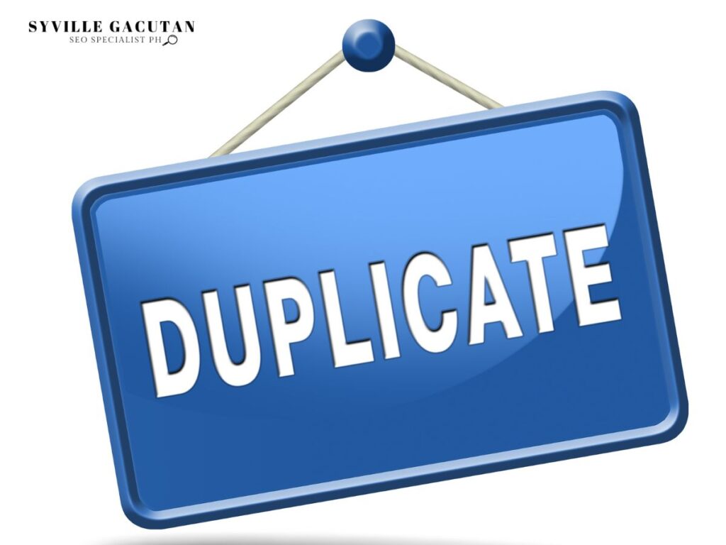 Blue sign with the word "DUPLICATE"