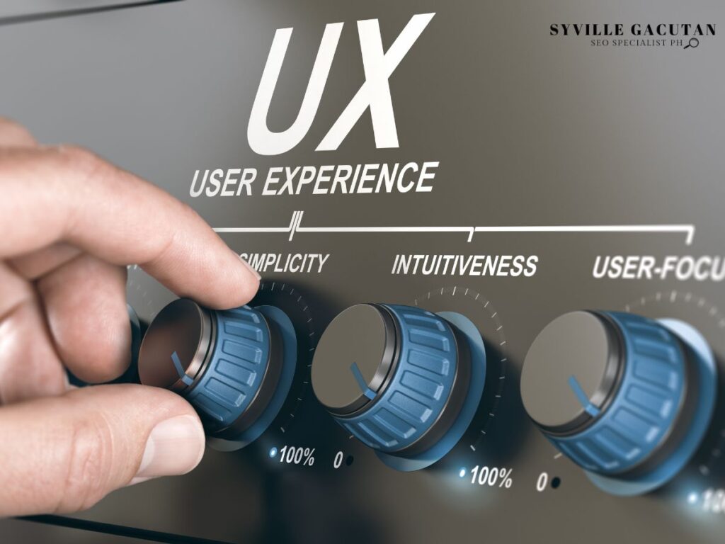 A a hand adjusting the volume contorl of a machine labeled "UX USER EXPERIENCE"