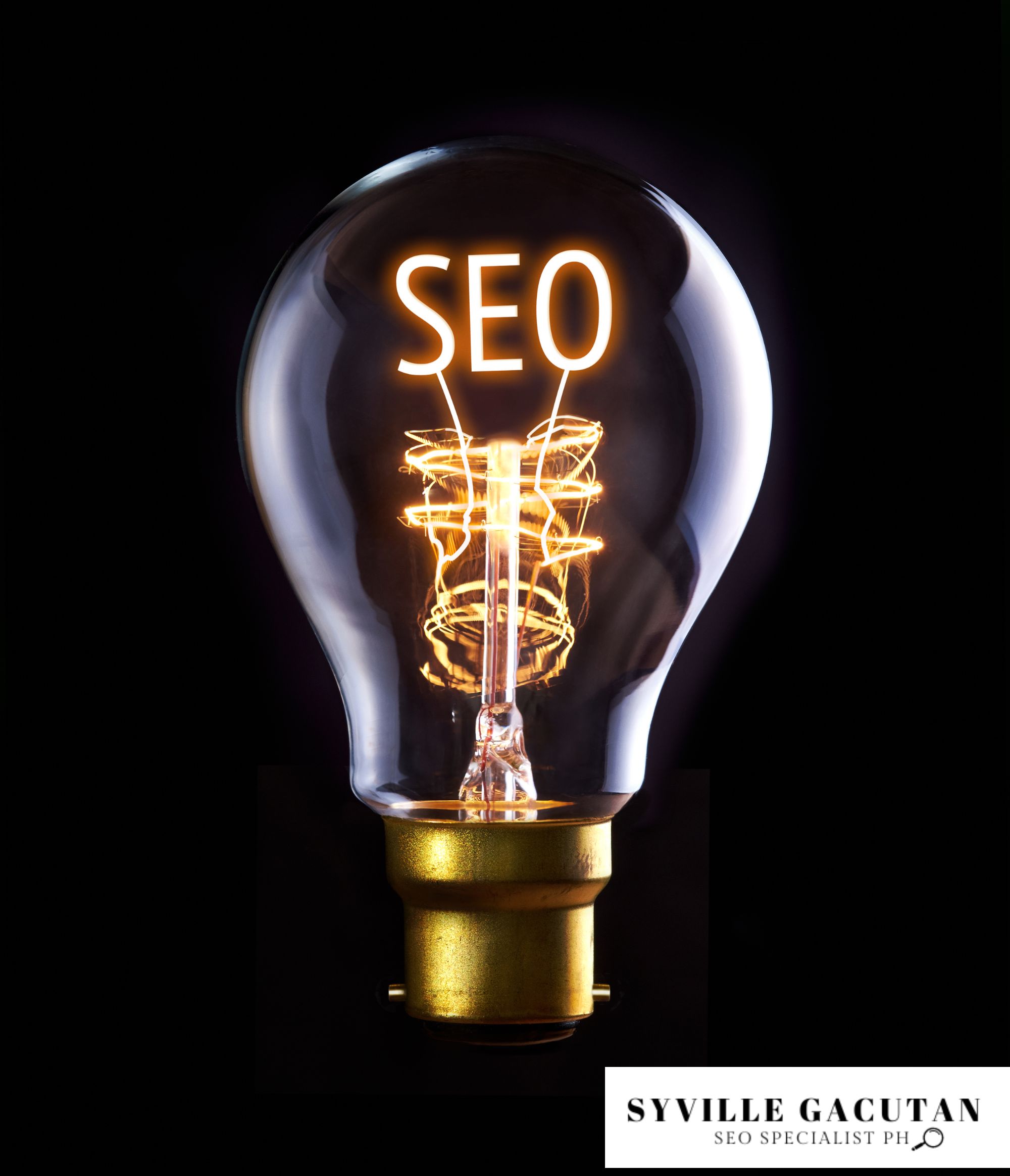 A glowing light bulb with the word "SEO" inside.