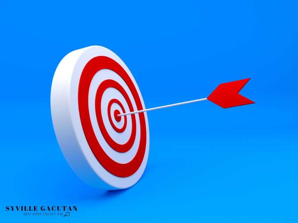 Red arrow hitting the center of a target on a blue background.