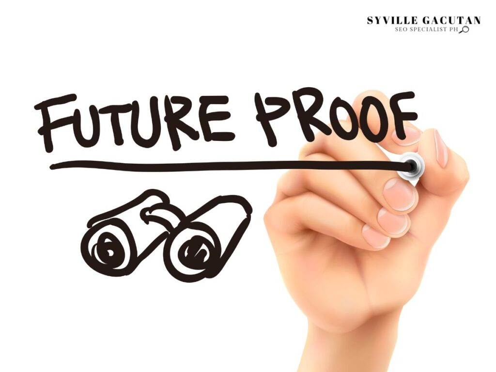 "Future Proof" text drawn with a hand and rolled paper illustration.