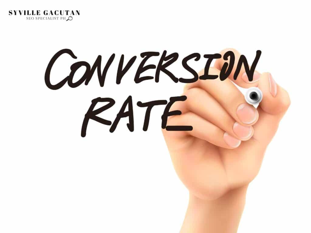 Handwriting "CONVERSION RATE" in bold.