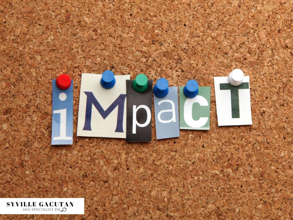 Letters pinned to a corkboard spelling "Impact."