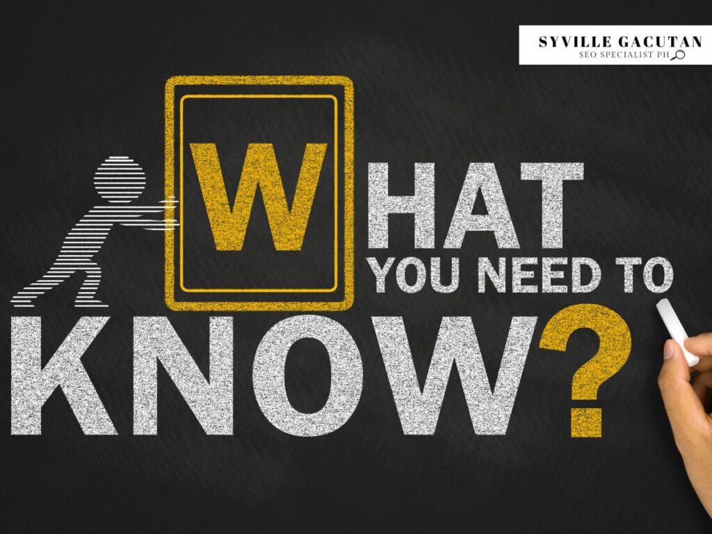 Chalkboard text "What You Need to Know" with a figure pushing a yellow "W" block.