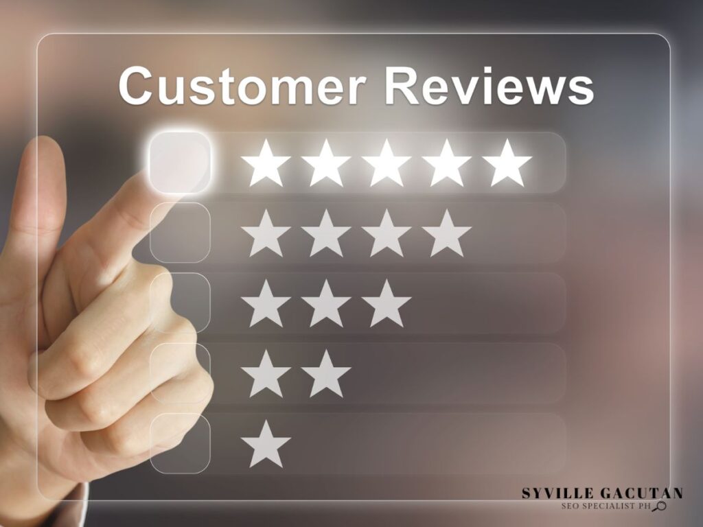 Hand selecting a 5-star rating on a review interface.