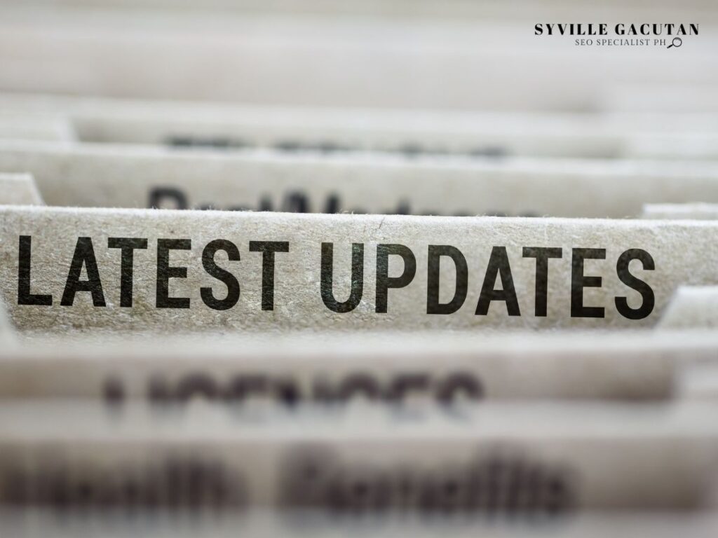 Folder tabs with "LATEST UPDATES" in focus.