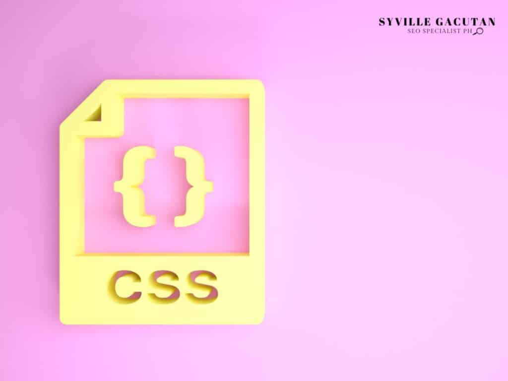 A yellow icon representing CSS on a pink background, highlighting web design.