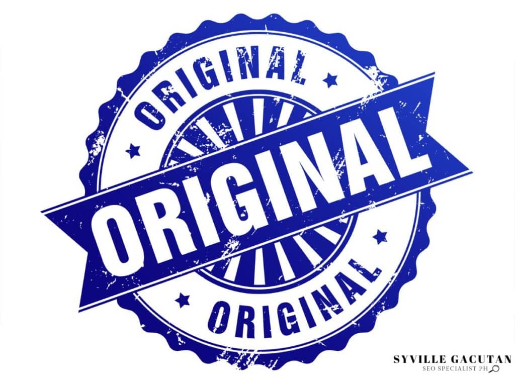 Blue circular seal with "ORIGINAL" written multiple times in bold, stamped design