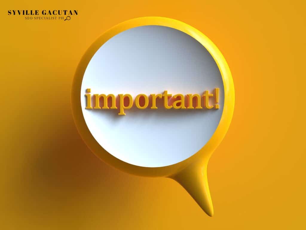 Yellow speech bubble with "important!" written inside, on an orange background.