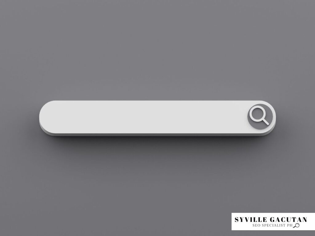 Minimalist white search bar with magnifying glass icon on gray background.