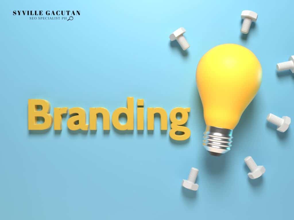 Yellow "Branding" text with lightbulb and bolts on blue background, clean modern design.