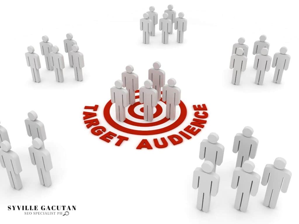 Groups of figures with one cluster in a red target labeled "TARGET AUDIENCE."