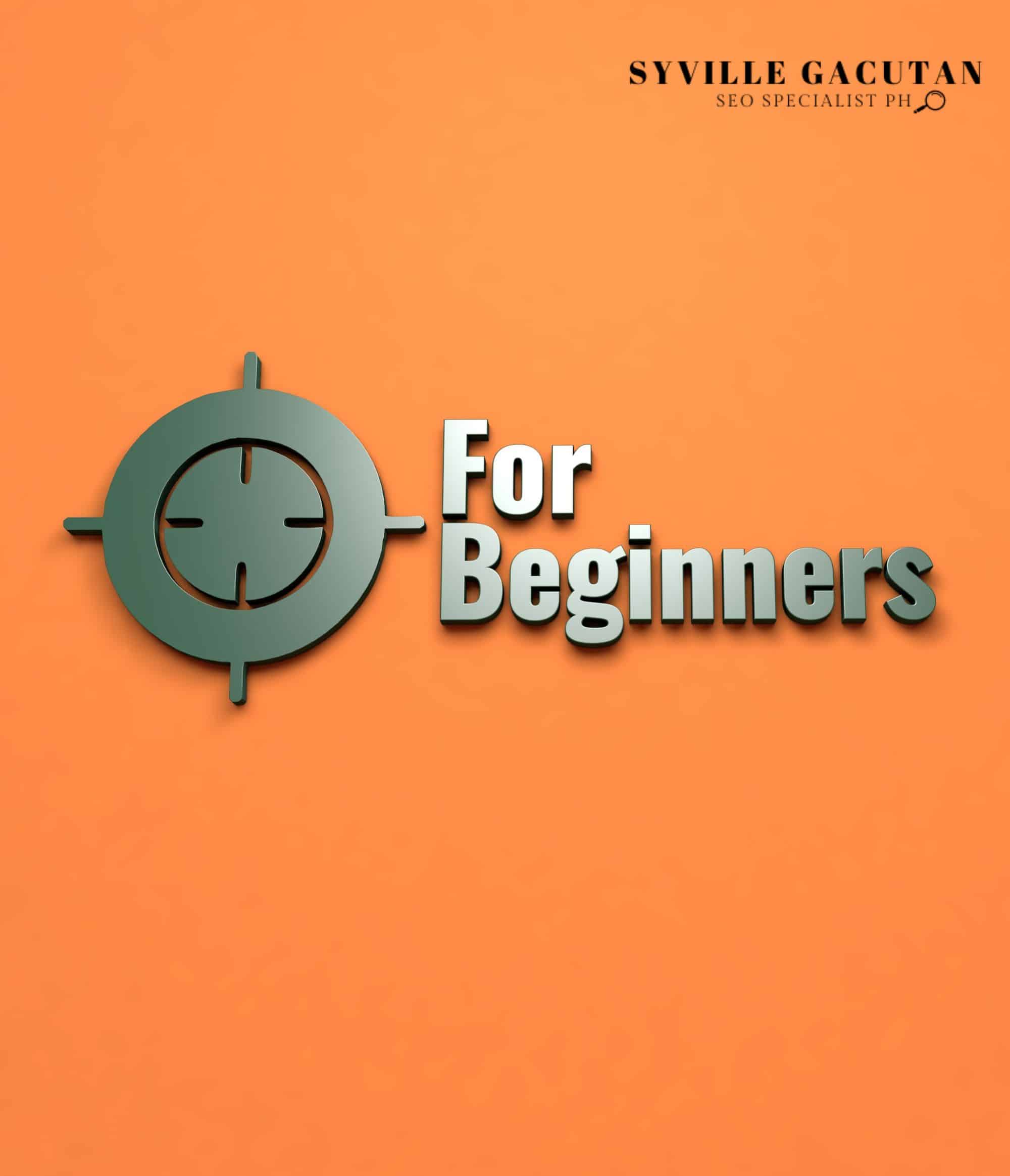 "For Beginners" text with a target/crosshair icon on an orange background.