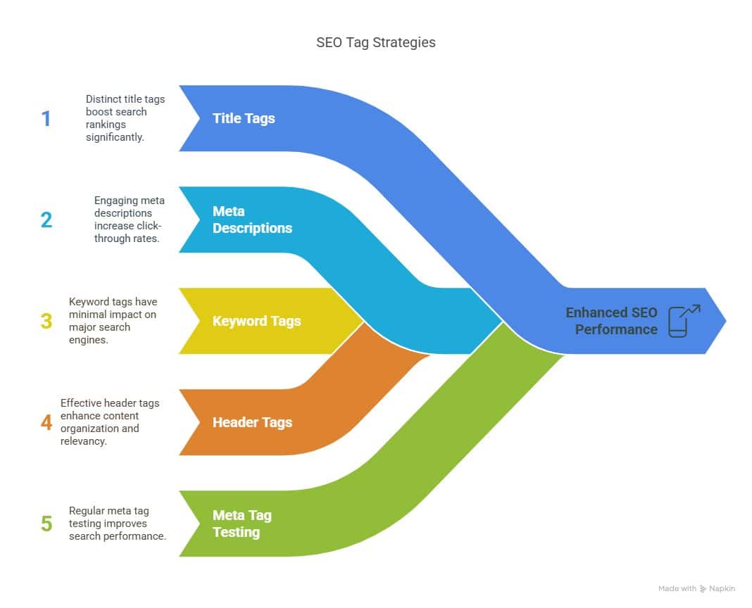 A Colorful visuals about SEO Tag Strategies.