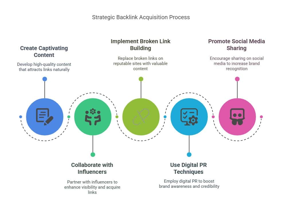A visual about Strategic Backlink Acquisition process.