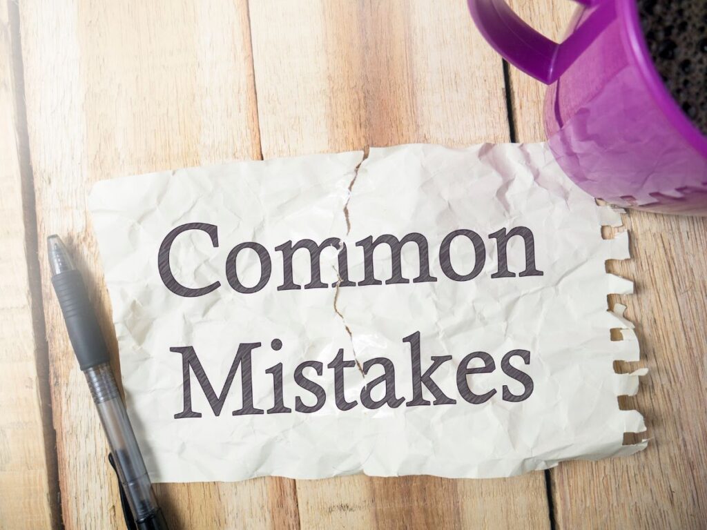 Crumpled paper labeled Common Mistakes