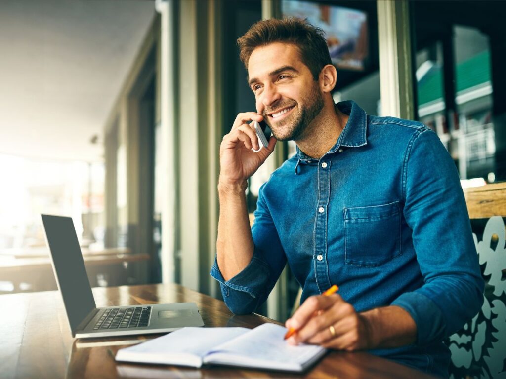 Freelancer talking on the phone