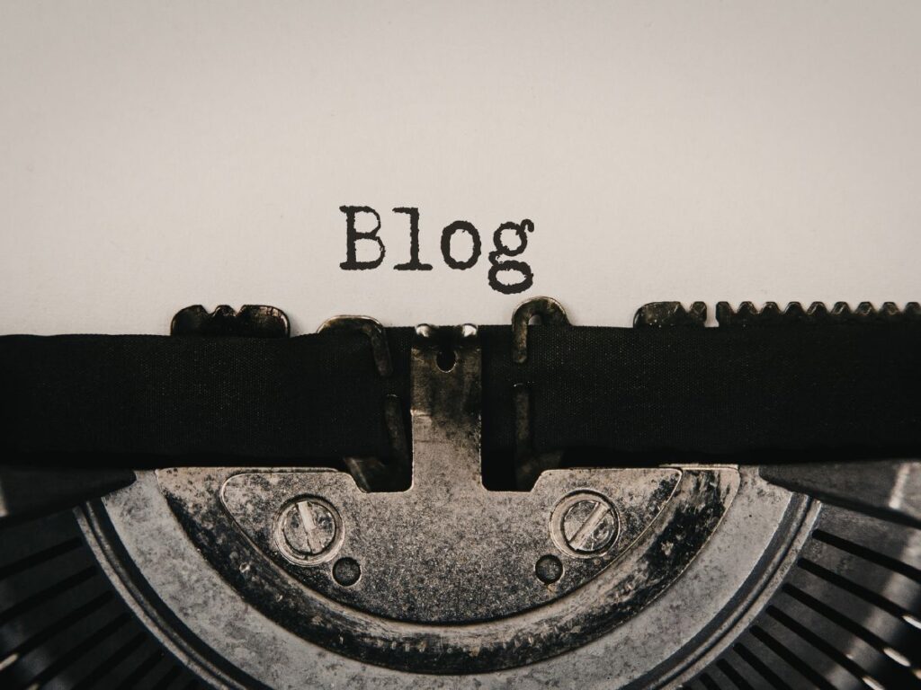Typewriter page showing the word Blog